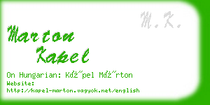 marton kapel business card